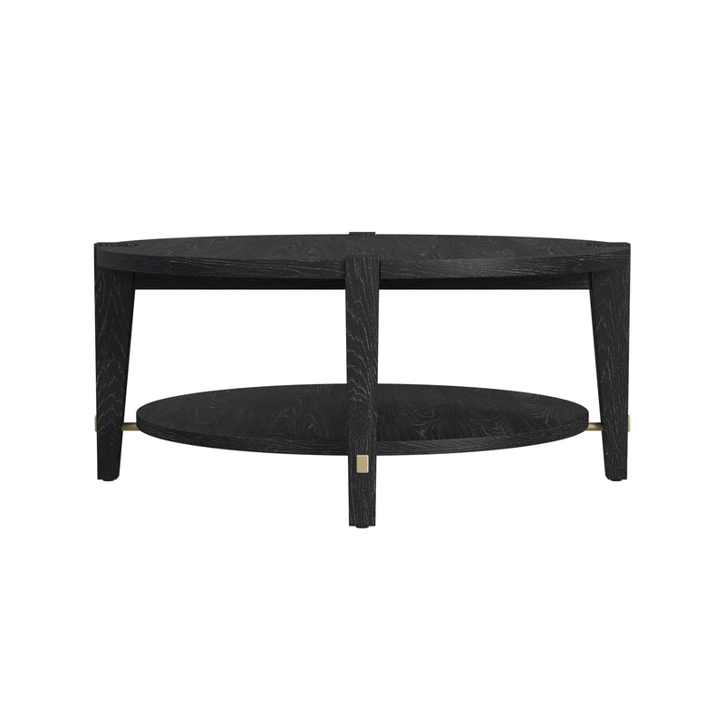 Whitfield Wood Black Round Cocktail Table Coffee Tables LOOMLAN By Bassett Mirror