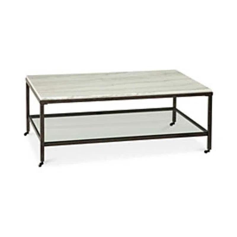 Whitman Metal and Marble White Rectangular Cocktail Table Coffee Tables LOOMLAN By Bassett Mirror