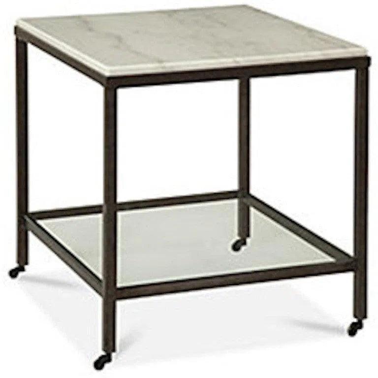 Whitman Metal and Marble White Square End Table Side Tables LOOMLAN By Bassett Mirror