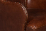 Whitney Distilled Leather Brown Arm Chair Club Chairs LOOMLAN By Sarreid