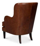 Whitney Distilled Leather Brown Arm Chair Club Chairs LOOMLAN By Sarreid