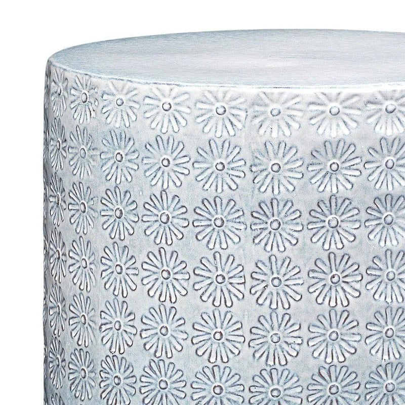 Wildflower Light Blue Ceramic Mid Century Modern Side Table Side Tables LOOMLAN By Jamie Young