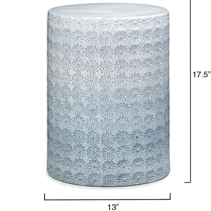 Wildflower Light Blue Ceramic Mid Century Modern Side Table Side Tables LOOMLAN By Jamie Young