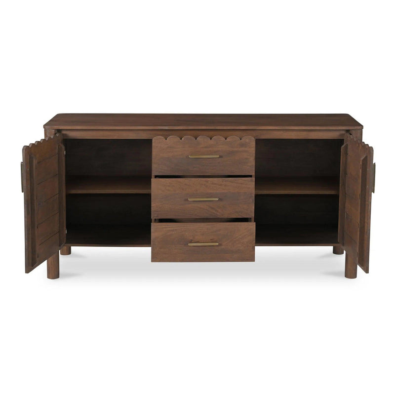 Wiley Wood Vintage Brown 3 Drawer Sideboard Sideboards LOOMLAN By Moe's Home