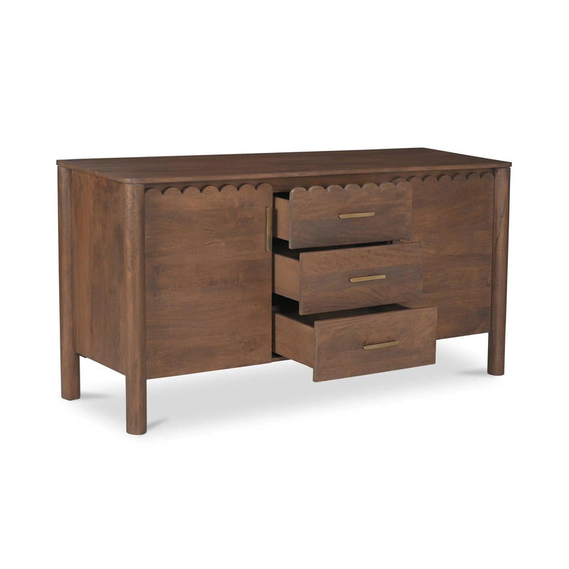 Wiley Wood Vintage Brown 3 Drawer Sideboard Sideboards LOOMLAN By Moe's Home