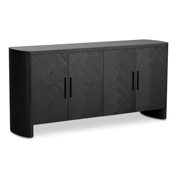 William Oak Veneer and Metal Black Sideboard Sideboards LOOMLAN By Moe's Home