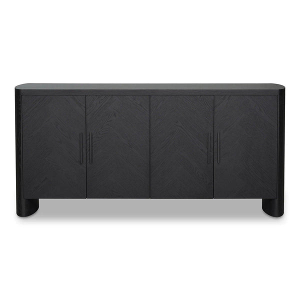 William Oak Veneer and Metal Black Sideboard Sideboards LOOMLAN By Moe's Home