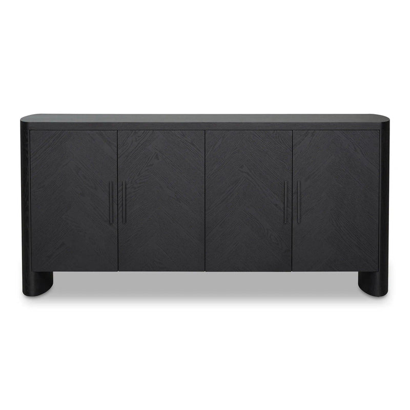 William Oak Veneer and Metal Black Sideboard Sideboards LOOMLAN By Moe's Home