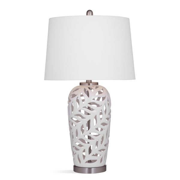 Willow Ceramic and Metal White Table Lamp Table Lamps LOOMLAN By Bassett Mirror