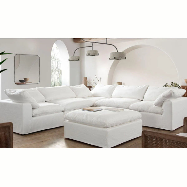 Willow Ottoman in White Linen Fabric Ottomans LOOMLAN By Diamond Sofa