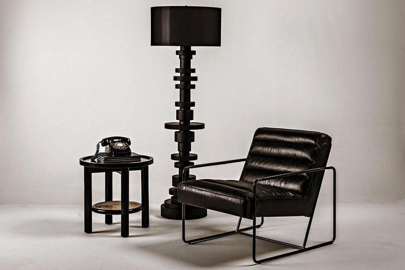 Wilton Black Steel Floor Lamp with Shade Floor Lamps LOOMLAN By Noir