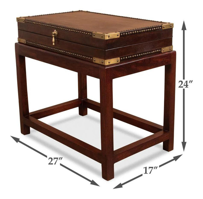 Winchester Box On Stand Leather Accent Cabinet Side Tables LOOMLAN By Sarreid