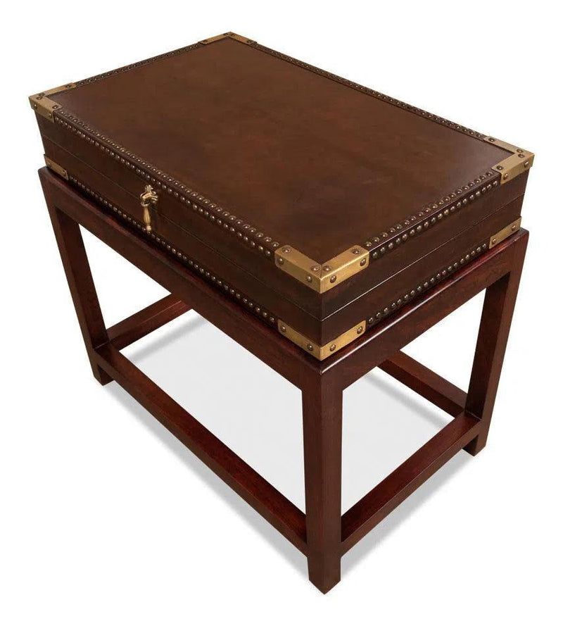 Winchester Box On Stand Leather Accent Cabinet Side Tables LOOMLAN By Sarreid