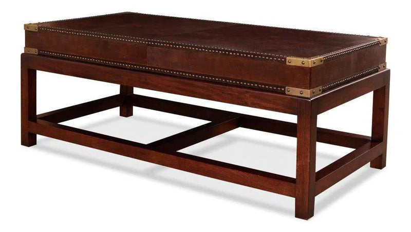 Winchester Rectangle Leather Coffee Table Coffee Tables LOOMLAN By Sarreid