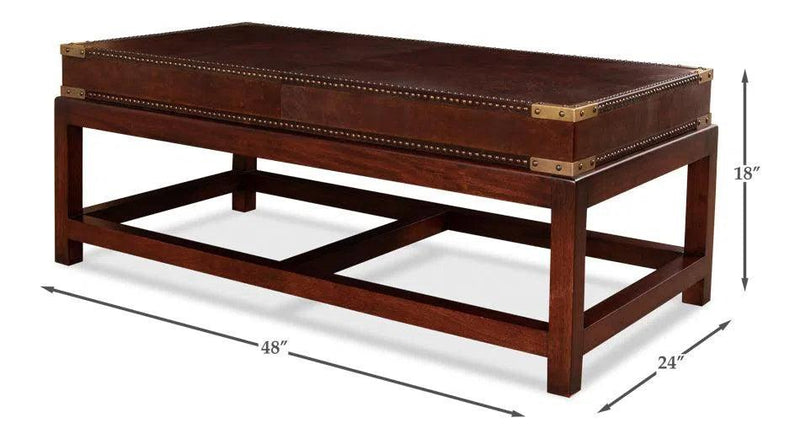 Winchester Rectangle Leather Coffee Table Coffee Tables LOOMLAN By Sarreid