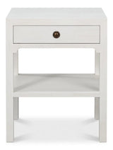 Windy Wood White Rectangular Side Table with Single Drawer Side Tables LOOMLAN By Sarreid