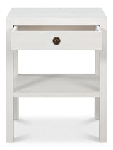 Windy Wood White Rectangular Side Table with Single Drawer Side Tables LOOMLAN By Sarreid