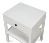 Windy Wood White Rectangular Side Table with Single Drawer Side Tables LOOMLAN By Sarreid