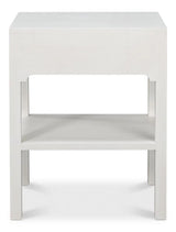 Windy Wood White Rectangular Side Table with Single Drawer Side Tables LOOMLAN By Sarreid