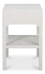 Windy Wood White Rectangular Side Table with Single Drawer Side Tables LOOMLAN By Sarreid