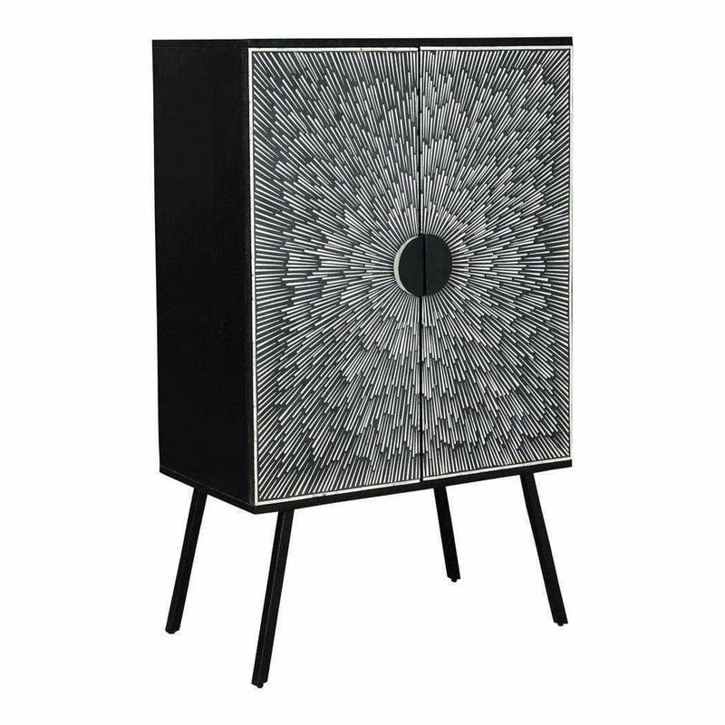 Wine Cabinet Black and White Retro Bar Home Bar Cabinets LOOMLAN By Moe's Home