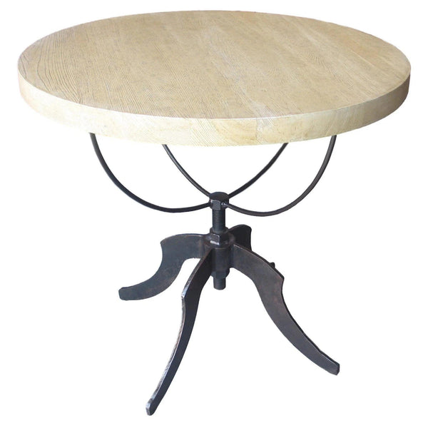 Wine Wood Round Side Table with Adjustable Base Side Tables LOOMLAN By Noir