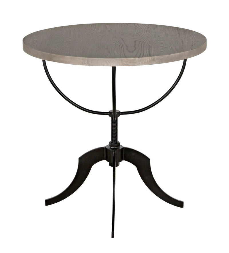 Wine Wood Round Side Table with Adjustable Base Side Tables LOOMLAN By Noir