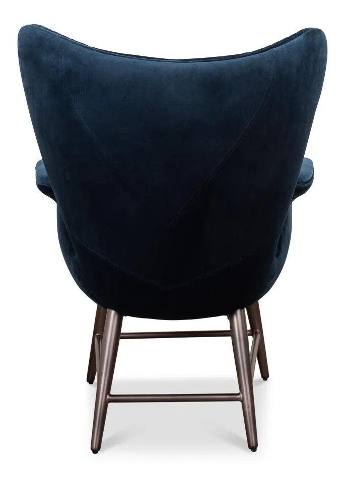 Wings Accent Chair Blue Velvet - Egg Chair Accent Chairs LOOMLAN By Sarreid