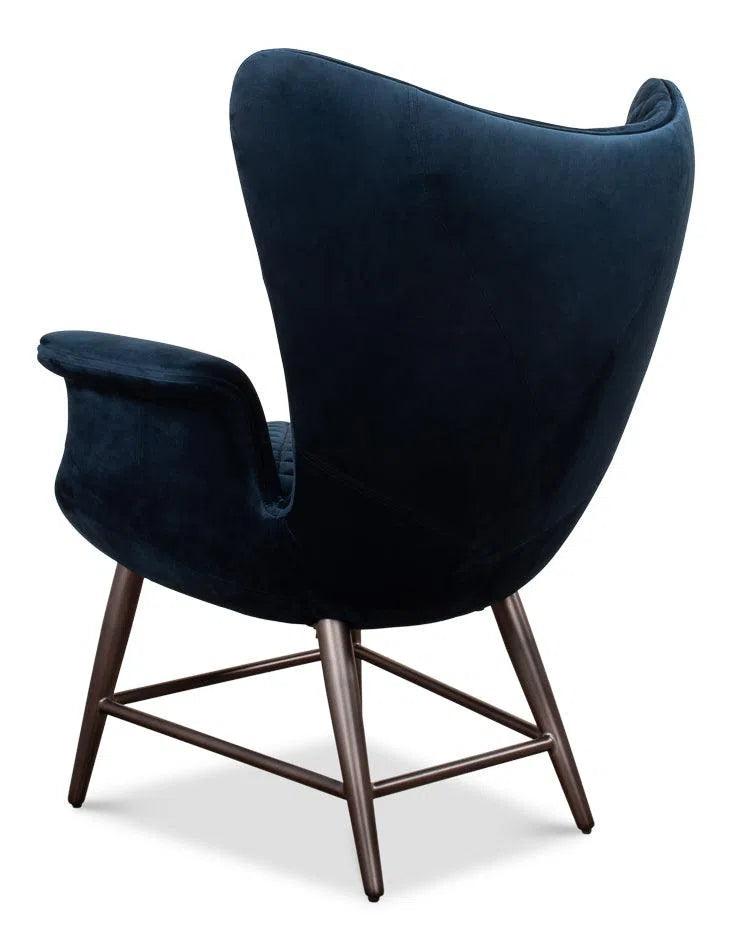 Wings Accent Chair Blue Velvet - Egg Chair Accent Chairs LOOMLAN By Sarreid