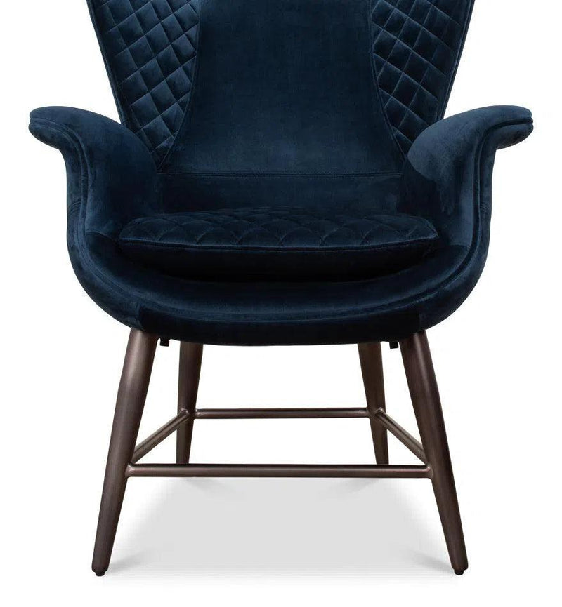 Wings Accent Chair Blue Velvet - Egg Chair Accent Chairs LOOMLAN By Sarreid