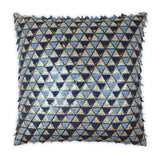 Wink Embroidery Glam Textured Geometric Blue Large Throw Pillow With Insert Throw Pillows LOOMLAN By D.V. Kap