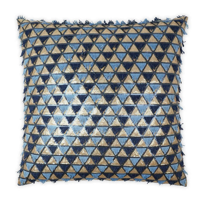 Wink Embroidery Glam Textured Geometric Blue Large Throw Pillow With Insert Throw Pillows LOOMLAN By D.V. Kap