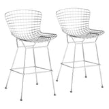 Wire Bar Chair (Set of 2) Chrome Bar Stools LOOMLAN By Zuo Modern