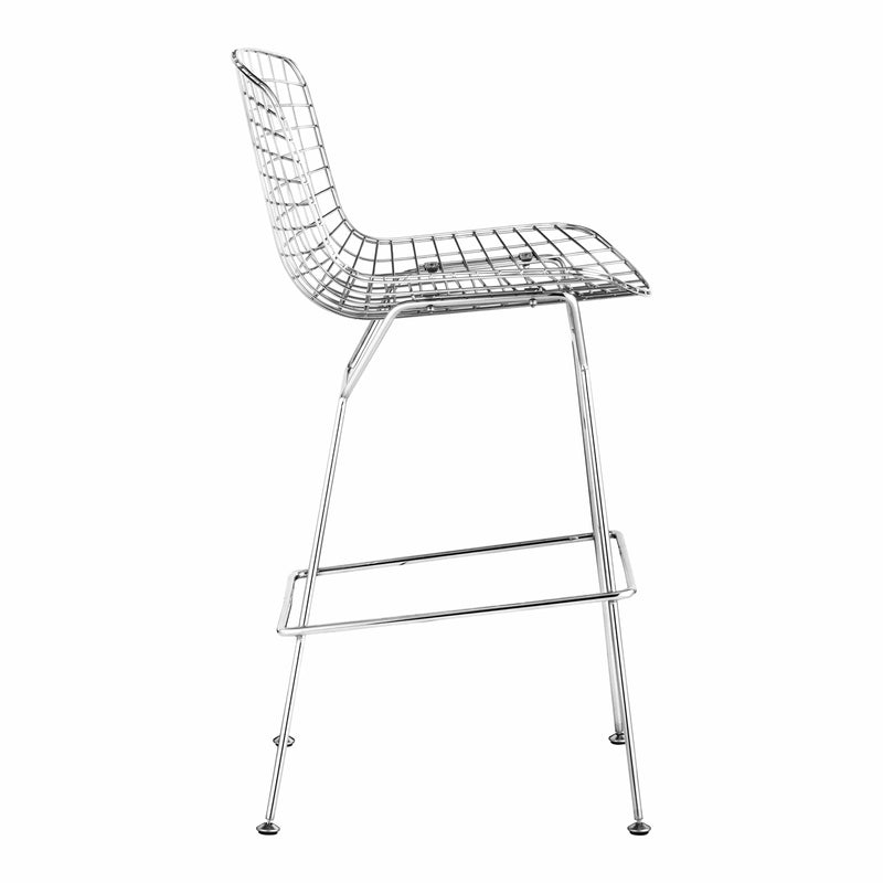 Wire Bar Chair (Set of 2) Chrome Bar Stools LOOMLAN By Zuo Modern