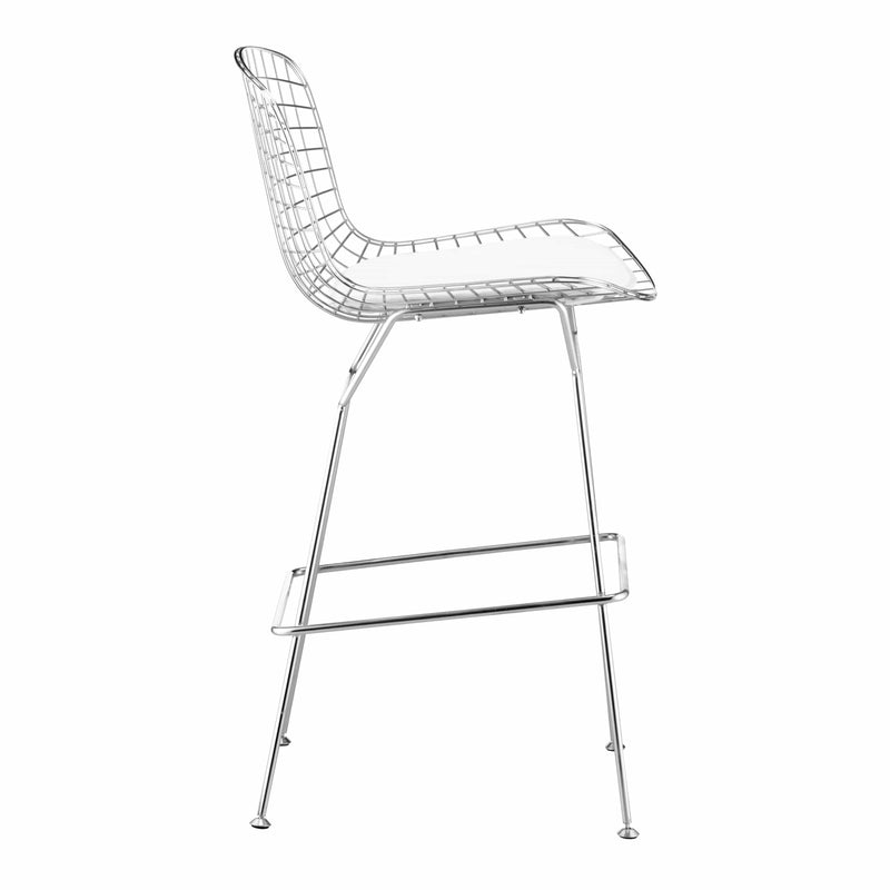 Wire Bar Chair (Set of 2) Chrome Bar Stools LOOMLAN By Zuo Modern