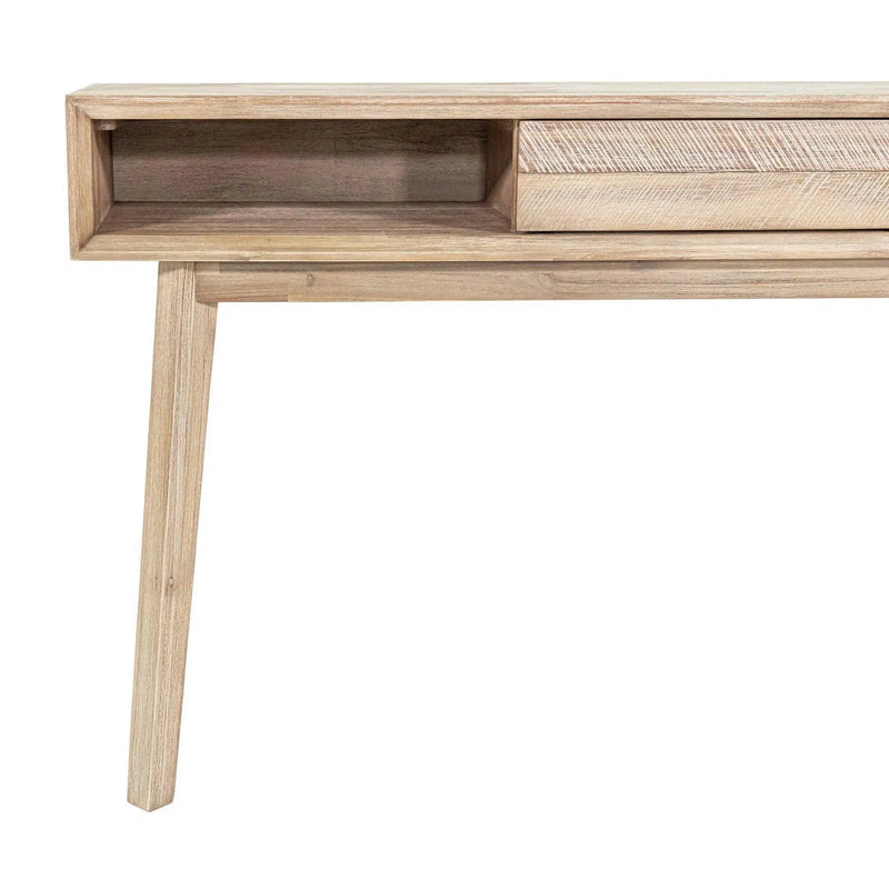 Wood Top Wood Base Color Slim Console Sofa Table with Shelves Console Tables LOOMLAN By LH Imports