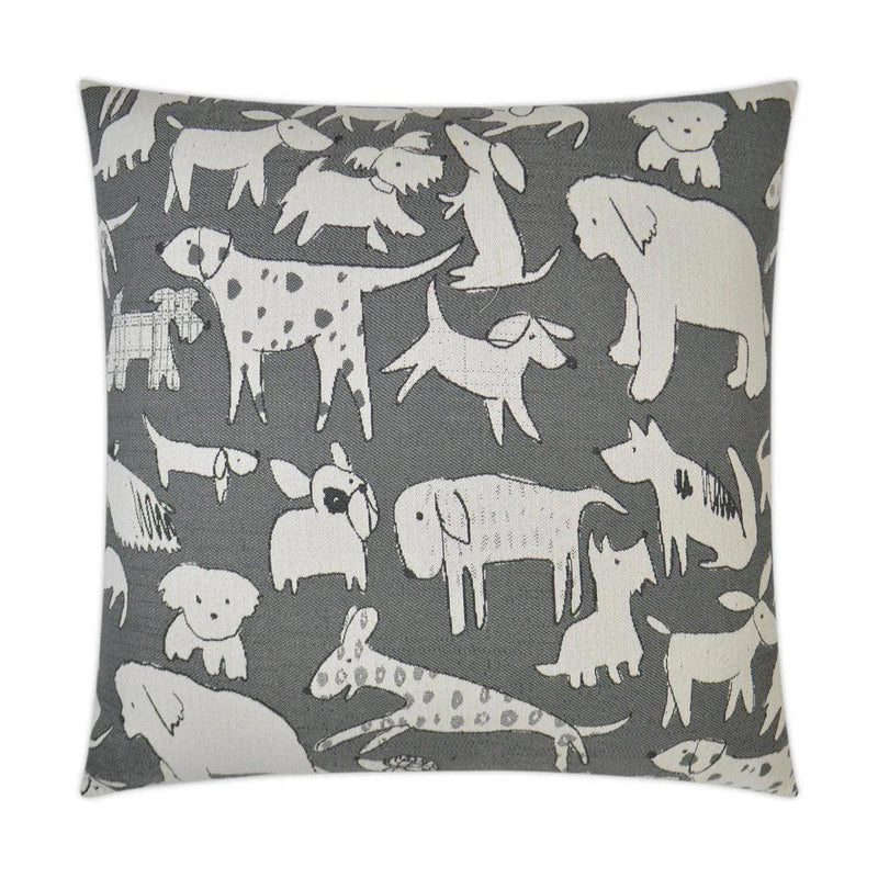 Woof Grey Throw Pillow With Insert Throw Pillows LOOMLAN By D.V. Kap