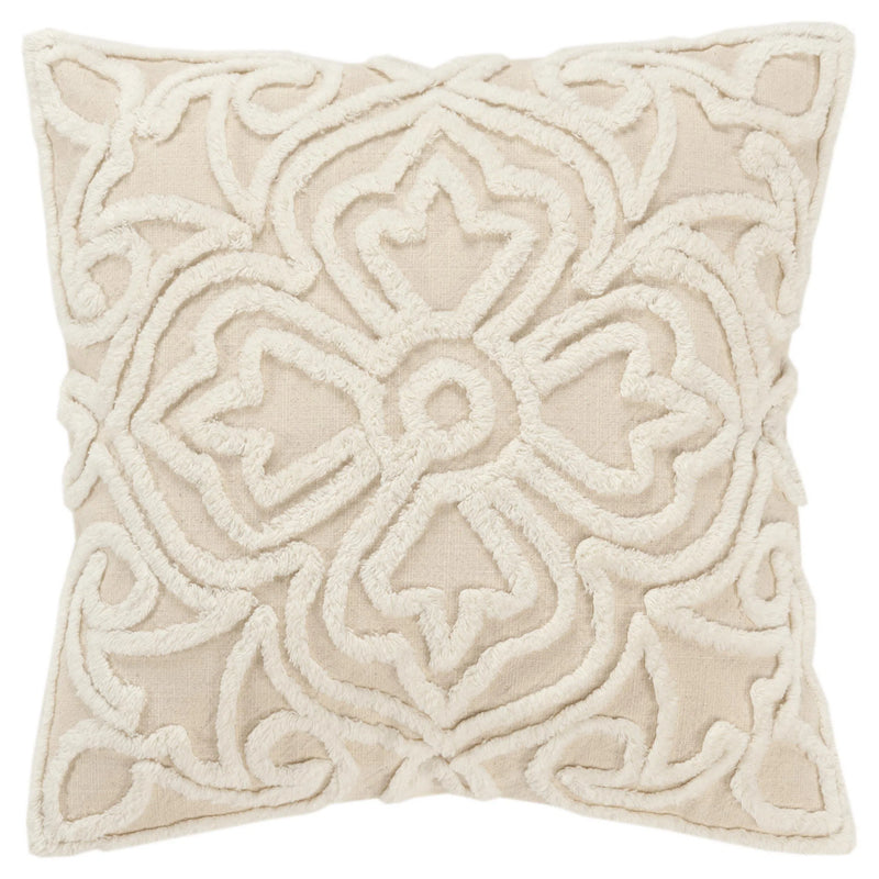 Woven Medallion Natural Throw Pillow With Down Insert Throw Pillows LOOMLAN By LOOMLAN