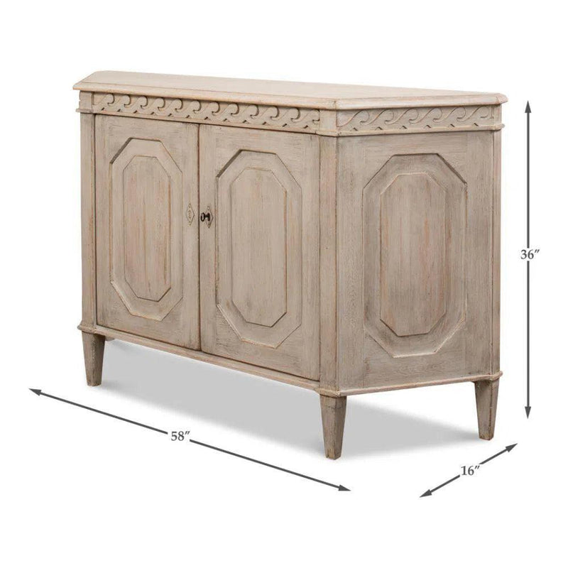 Wrenn Credenza Stone Grey Cabinet for Living Room Sideboards LOOMLAN By Sarreid