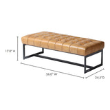 Wyatt Top Grain Leather Bedroom Bench Iron Frame Bedroom Benches LOOMLAN By Moe's Home