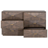 Wynn 6-Drawer Double Dresser Burnished Brown and Gold Dressers LOOMLAN By Essentials For Living