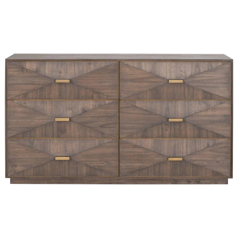 Wynn 6-Drawer Double Dresser Burnished Brown and Gold Dressers LOOMLAN By Essentials For Living