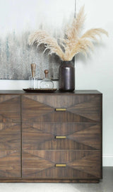 Wynn 6-Drawer Double Dresser Burnished Brown and Gold Dressers LOOMLAN By Essentials For Living