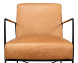 Xander Armchair Tan Leather Metal Frame Accent Chair Accent Chairs LOOMLAN By Sarreid