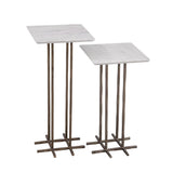 Xavier Iron and Marble White Square Accent Table (2 Piece Set) Side Tables LOOMLAN By Bassett Mirror