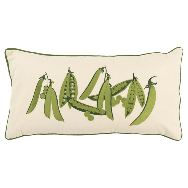 Yara Green Peas Farmhouse Lumbar Pillow Cover With Insert Throw Pillows LOOMLAN By LOOMLAN