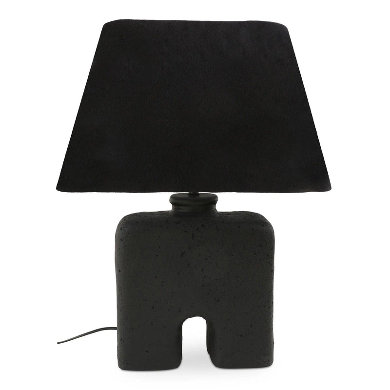 Yara Mango Wood and Textured Cotton Black Table Lamp Table Lamps LOOMLAN By Moe's Home