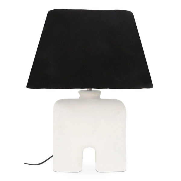 Yara Mango Wood and Textured Cotton White Table Lamp Table Lamps LOOMLAN By Moe's Home