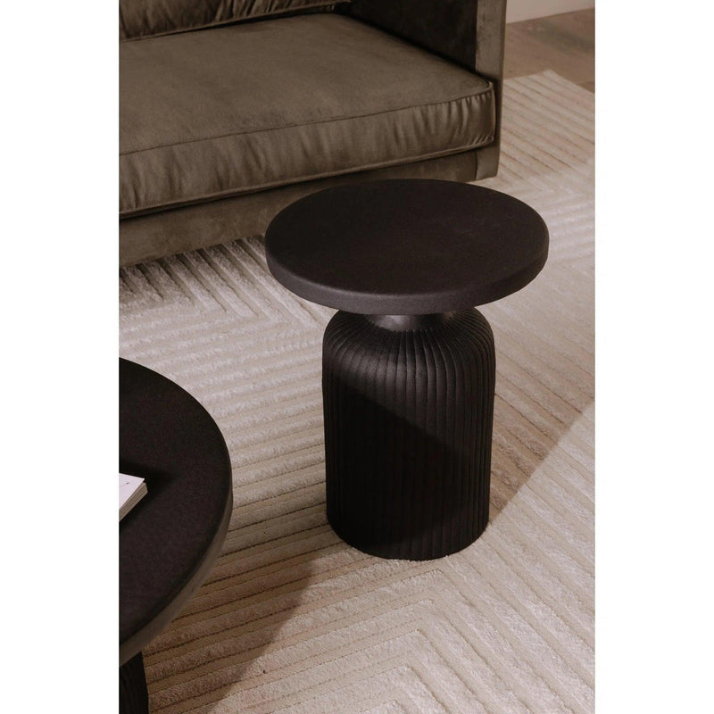 Yoli Aluminum Black Round Side Table Side Tables LOOMLAN By Moe's Home