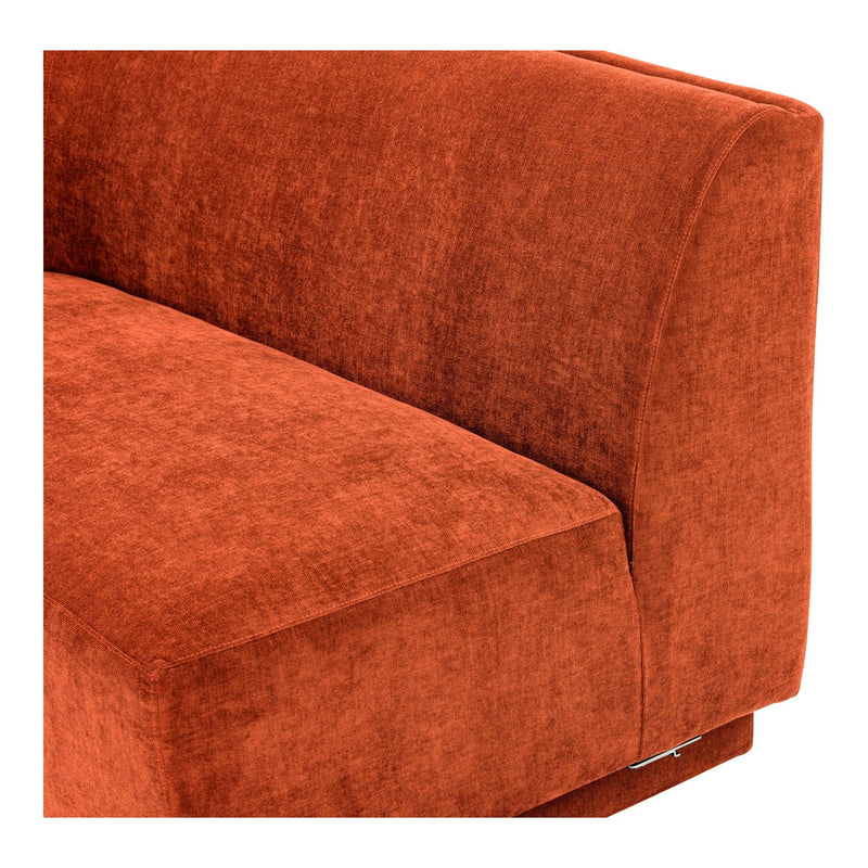 Yoon Polyester Upholstered Orange 2 Seat Sofa Left Sofas & Loveseats LOOMLAN By Moe's Home